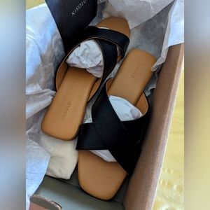 Nisolo Catalina Slide Black Leather Sandals size 10